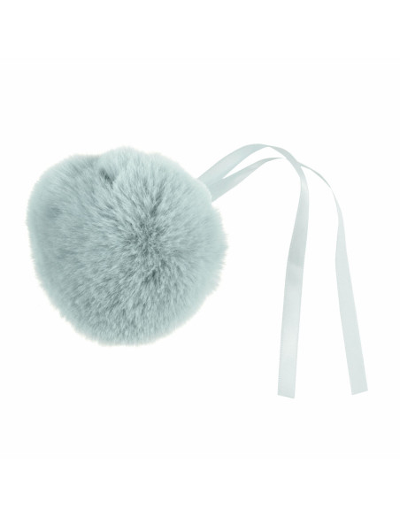 Pompon imitation fourrure 11 cm - Gris bleu