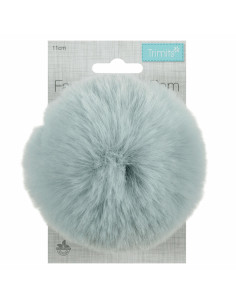 Pompon imitation fourrure 11 cm - Gris bleu 2
