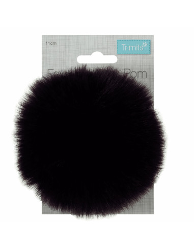 Pompon imitation fourrure 11 cm - Aubergine