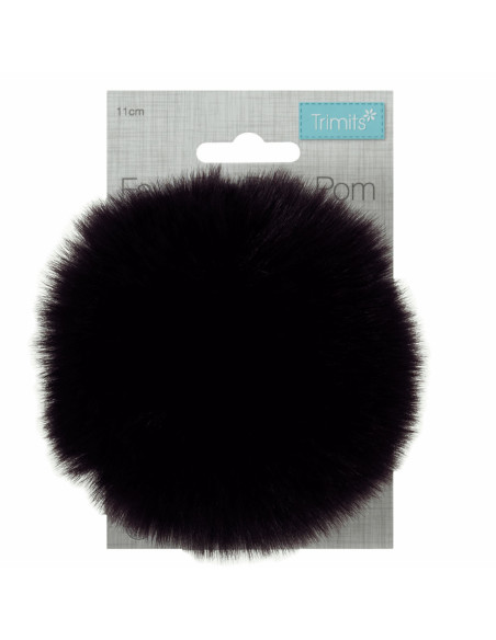 Pompon imitation fourrure 11 cm - Aubergine