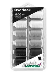 Boite de 12 cônes pour surjeteuse Aerolock n° 125 Madeira - Noir et blanc