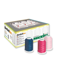 Boite de 12 cônes pour surjeteuse Overlockbox Madeira - Navy & Pink