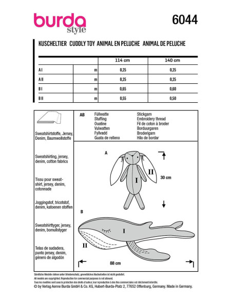 Patron de peluches - Burda 6044