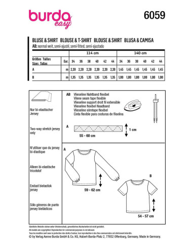 Patron de T-shirt et blouse - Burda 6059