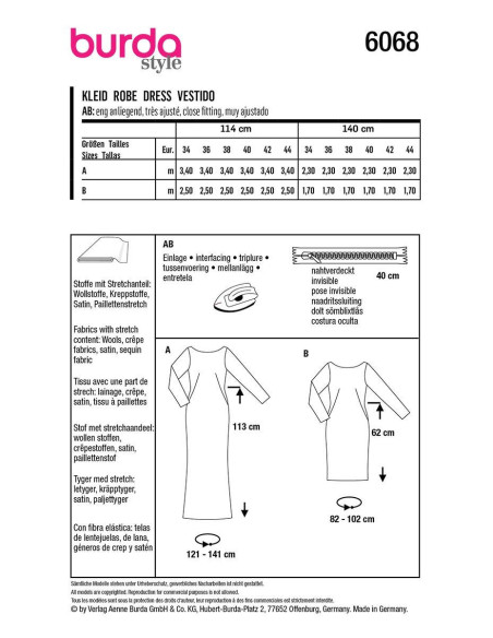 Patron de robe - Burda 6068