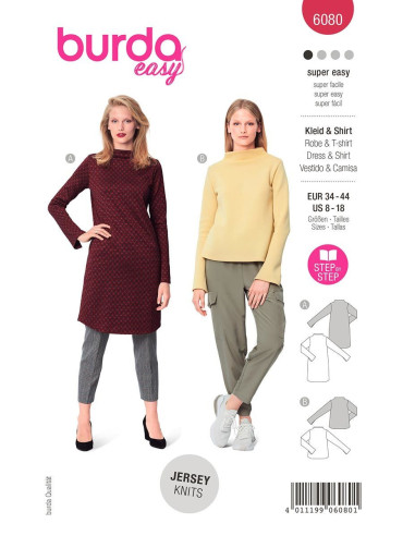 Patron de robe et T-shirt - Burda 6080