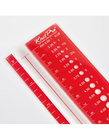 Règle à échantillons et jauge d´aiguilles KnitPro