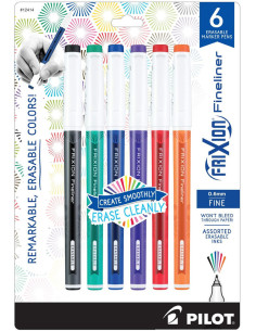 Set de 6 stylos feutres Pilot FriXion Fineliner