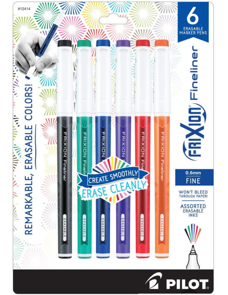 Set de 6 stylos feutres Pilot FriXion Fineliner