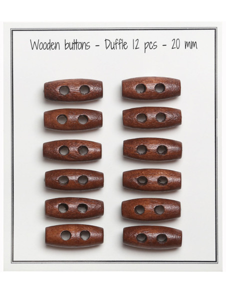 Set de 12 boutons buchette bois marron clair 20 mm