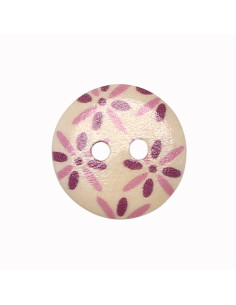 Set de 8 boutons bois 15 mm - Fleurs 2