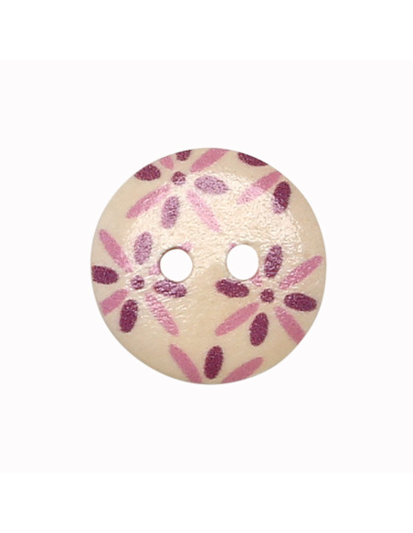 Set de 8 boutons bois 15 mm - Fleurs