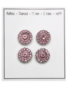 Set de 4 boutons Strass 17 mm - Rose