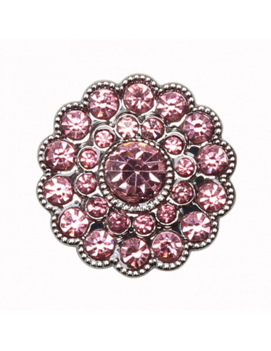 Set de 4 boutons Strass 17 mm - Rose