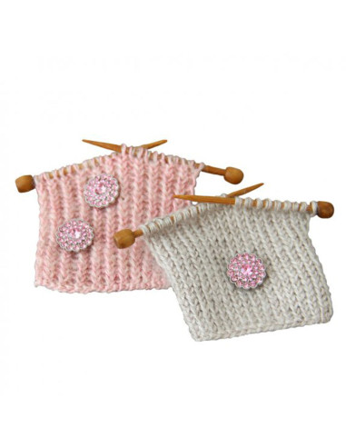 Set de 4 boutons Strass 17 mm - Rose