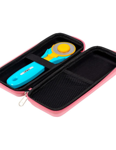 Trousse de rangement pour cutter rotatif rose - I love quilting