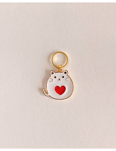Lot de 4 anneaux marqueurs de maille - Chats coeurs