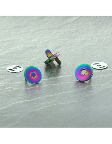 Sachet de 2 fermoirs magnétiques 18 mm - Rainbow