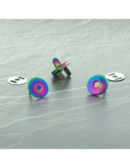 Sachet de 2 fermoirs magnétiques 18 mm - Rainbow