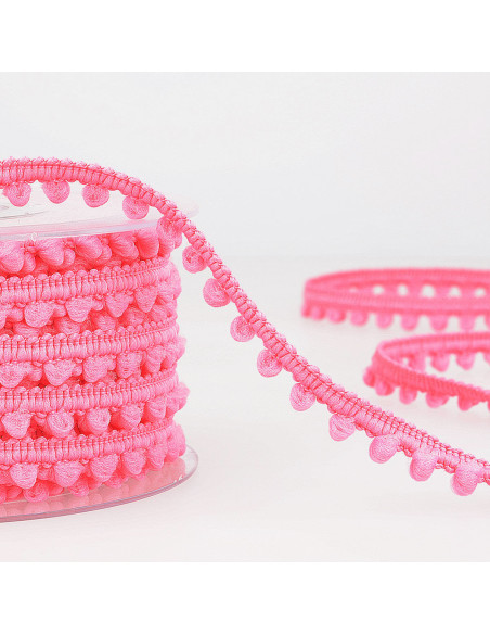 Galon mini pompons - Rose vif