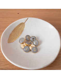 Bouton de bottine feuillette - Gris 2