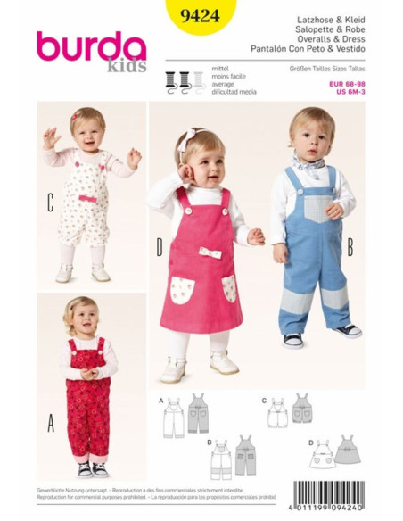 Patron de salopette et robe - Burda 9424