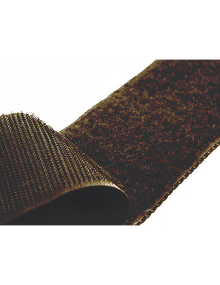 Ruban auto-agrippant à coudre marron foncé 20 mm de large au mètre