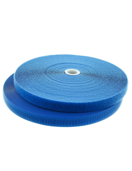 Ruban auto-agrippant à coudre bleu roi 20 mm de large rouleau de 25 mètres
