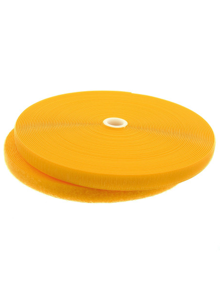 Ruban auto-agrippant à coudre jaune 20 mm de large rouleau de 25 mètres