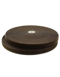 Ruban auto-agrippant à coudre marron foncé 20 mm de large rouleau de 25 mètres