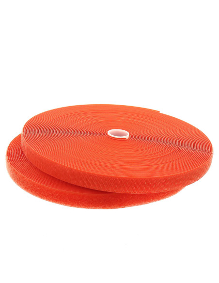Ruban auto-agrippant à coudre orange 20 mm de large rouleau de 25 mètres