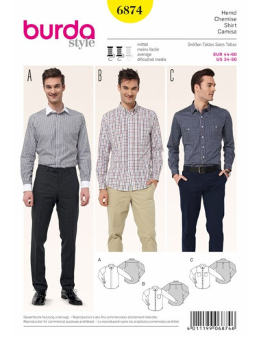 Patron de chemise - Burda 6874
