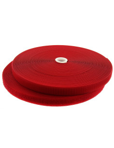 Ruban auto-agrippant à coudre rouge 20 mm de large rouleau de 25 mètres