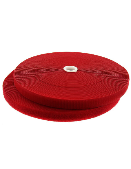 Ruban auto-agrippant à coudre rouge 20 mm de large rouleau de 25 mètres