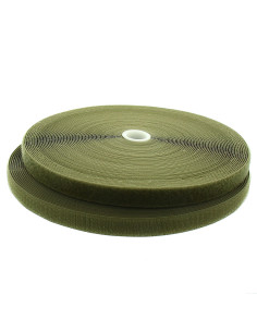 Ruban auto-agrippant à coudre kaki 20 mm de large rouleau de 25 mètres
