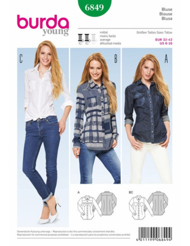 Patron de blouse - Burda 6849