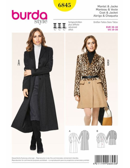Patron de manteau et veste - Burda 6845