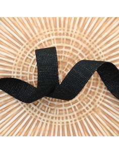Sangle polyester lurex aspect coton - Noir et or