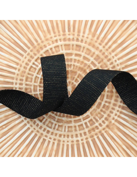 Sangle polyester lurex aspect coton - Noir et or