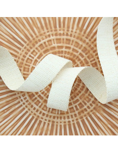 Sangle polyester lurex aspect coton - Crème et or