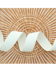 Sangle polyester lurex aspect coton - Crème et argent