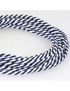 Cordelière plate anorak - Tresse bleu marine et blanc
