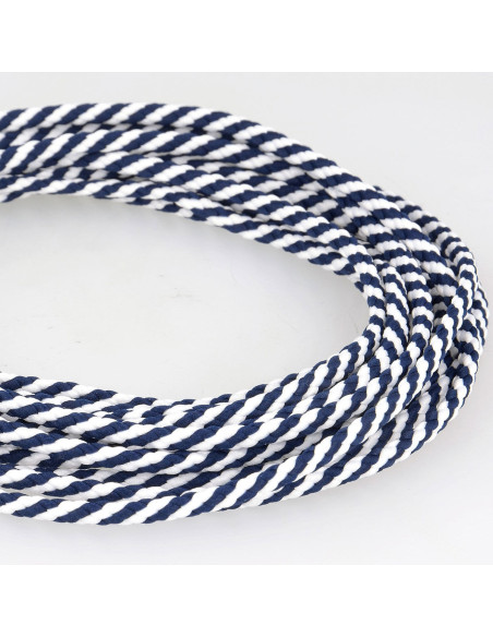 Cordelière plate anorak - Tresse bleu marine et blanc
