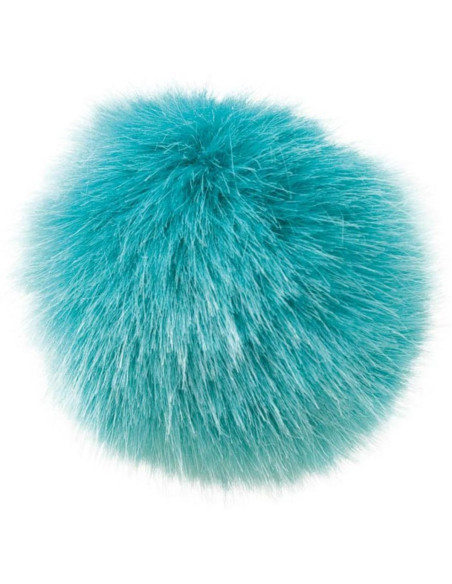 Pompon imitation fourrure 10 cm - Bleu pétrole