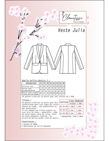 Patron de veste Julia - Clématisse Pattern
