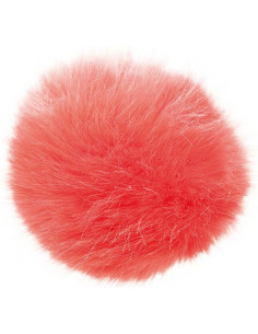 Pompon imitation fourrure 10 cm - Corail
