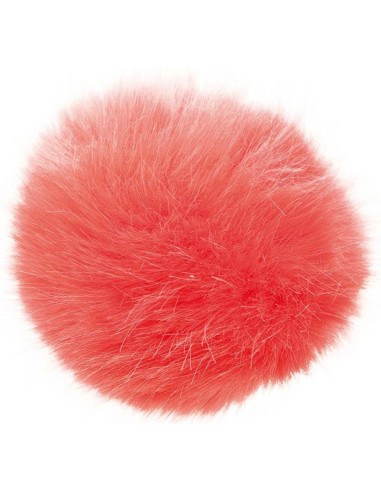 Pompon imitation fourrure 10 cm - Corail