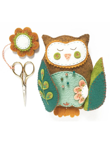 Kit feutrine petit chouette pique épingles et range ciseaux