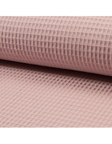 Tissu torchon nid d´abeille - Vieux rose clair