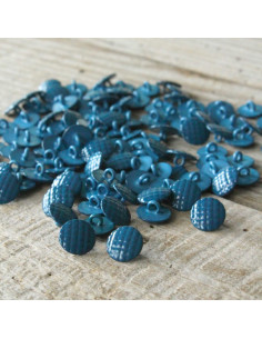 Bouton Damier - Bleu pétrole